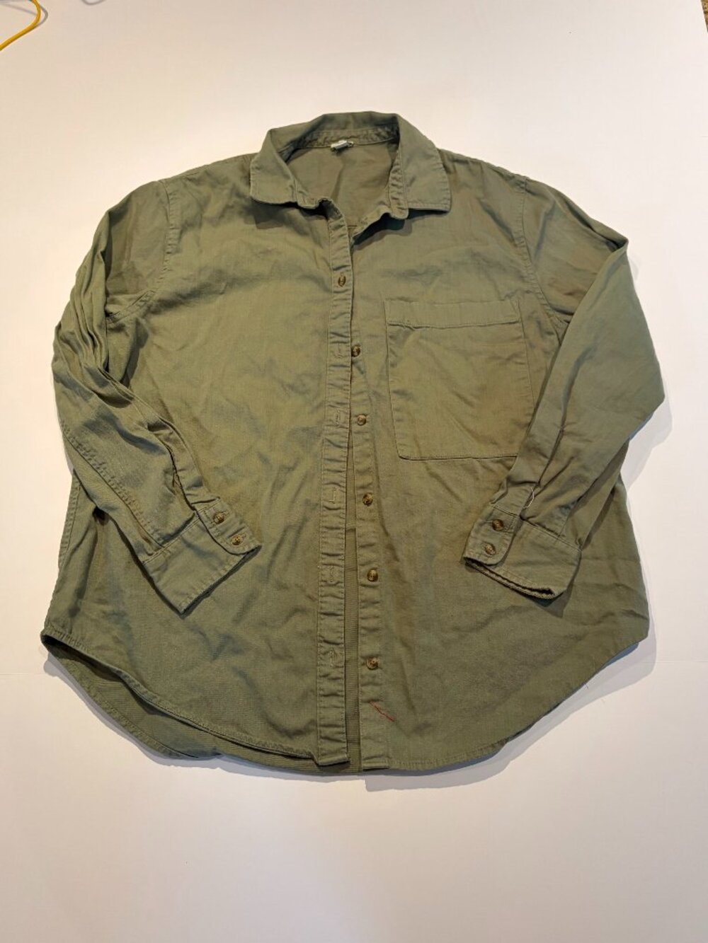 Aerie Olive Green Button-Up Shirt Women's Small Utility Overshirt